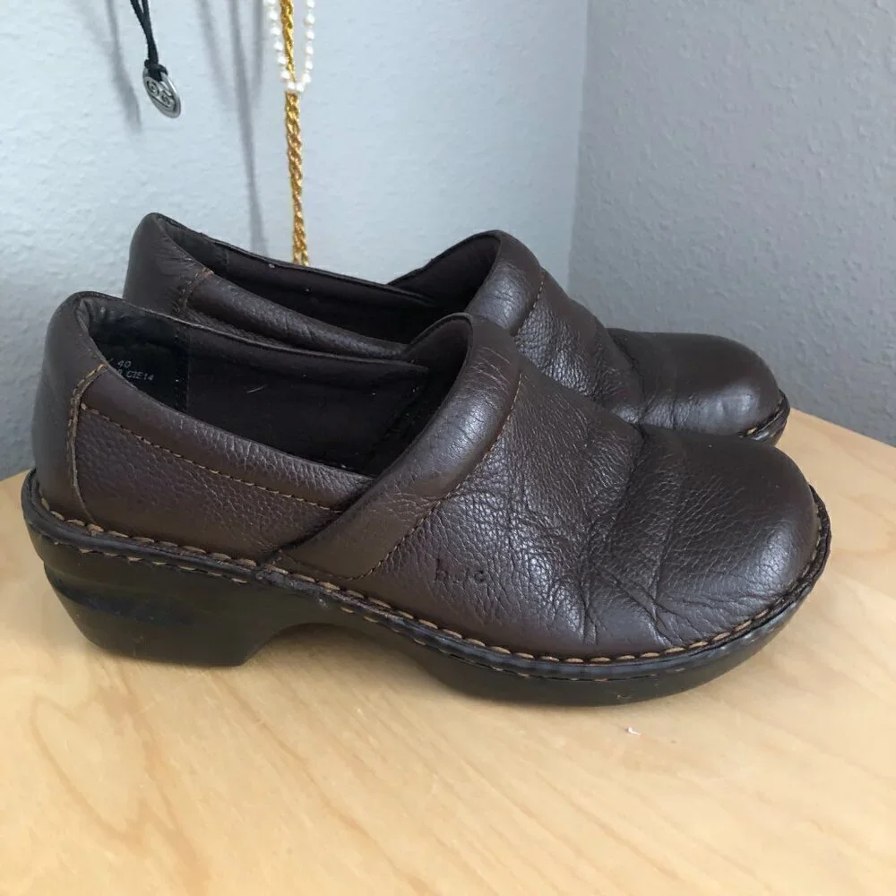 B.O.C. Concepts Leather Clogs Women's size 8.5 Brown & Black Comfort Shoe NEW - Picture 4 of 6